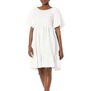 BCBGeneration‎ White Puff Sleeve Cottagecore Babydoll Mini Dress Size M